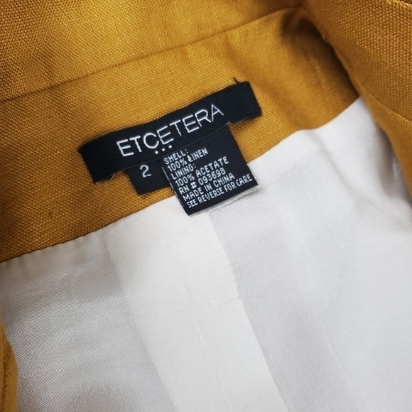 Etcetera Mustard Yellow Gold Double Button Jacket Sz 2 - Picture 12 of 15